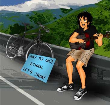 danile playing the guitar